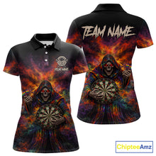 Load image into Gallery viewer, Colorful Smoke Horror Grim Reaper Dartboard Dart Polo Shirts For Women Custom Dart Team Shirts NYN2677