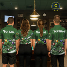 Load image into Gallery viewer, White Green Grunge Shamrock 8 Ball Men Billiards Shirt Personalized St Patrick's Day Pool Balls Shirt NYN2678