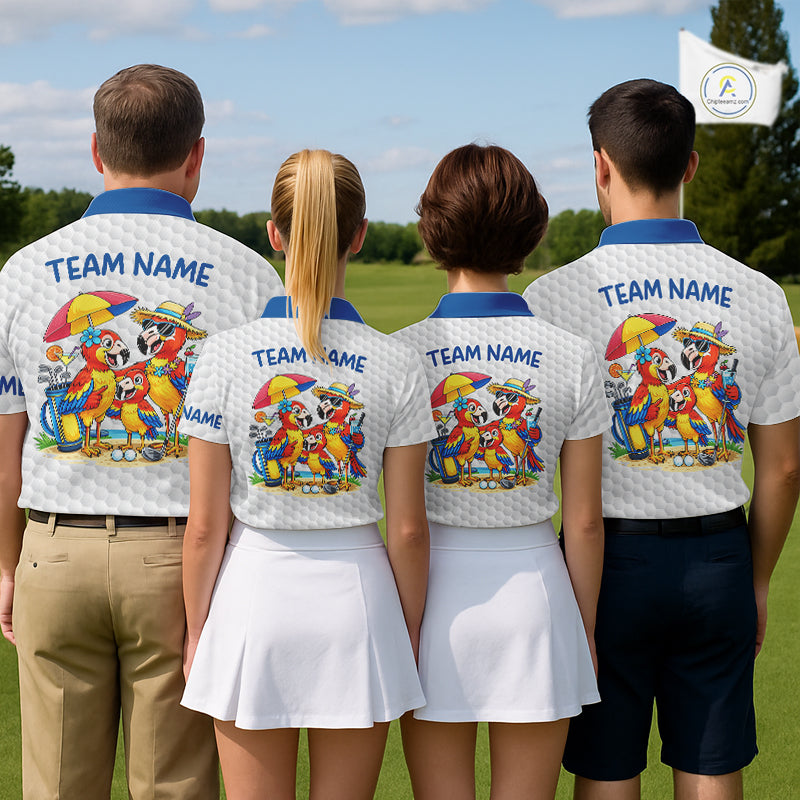 Custom Funny Family Parrots Golf Polo Shirts For Men Colorful Golf Clubs Golf Clothing Shirts NYN3056