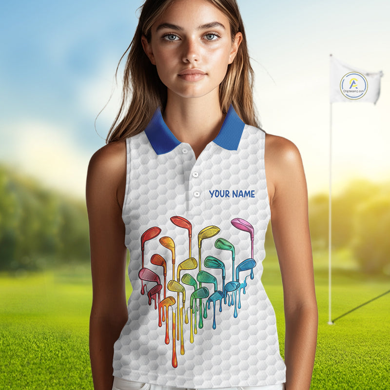 Custom Funny Family Parrots Golf Sleeveless Polo Shirts For Women Colorful Golf Clubs Golf Clothing NYN3056