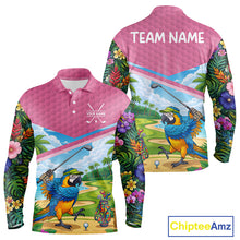 Load image into Gallery viewer, Tropical Funny Parrot Polo Golf Shirts For Men Custom Parrot Golf Team Attire For Golfers NYN3059