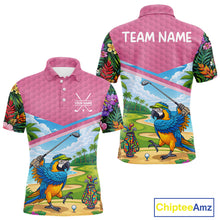Load image into Gallery viewer, Tropical Funny Parrot Polo Golf Shirts For Men Custom Parrot Golf Team Attire For Golfers NYN3059