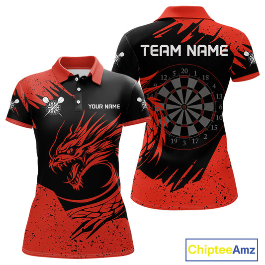 Women's Dart Team Jersey Featuring A Blood Dragon And Red Dartboard, Darts Jersey NYN0271