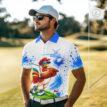 Load image into Gallery viewer, Man wearing rooster golfer golf polo shirt on golf course