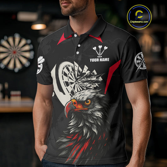 Eagle Cracked Dartboard Custom Red Darts Polo Shirt For Men - Darts Team Jersey NYN0740