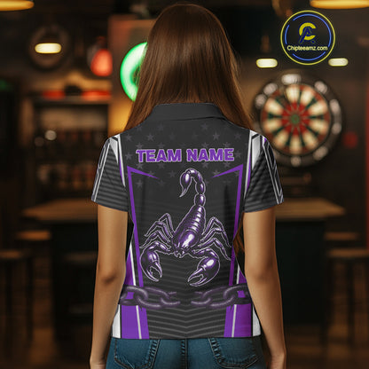 Custom Purple Flames Scorpion Dart Arrow Darts Shirt For Women Dart Jersey Uniform NYN1049