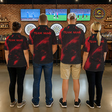 Load image into Gallery viewer, Personalized Black And Red Flames Dragon Dart Polo Shirts For Women Dart Team Jerseys NYN2189