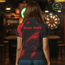 Load image into Gallery viewer, Personalized Black And Red Flames Dragon Dart Polo Shirts For Women Dart Team Jerseys NYN2189