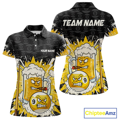 Funny Shamrock Pool 9 Ball & 8 Ball Women's Billiard Team Shirt Custom Patrick Day Billiard Attire NYN2473