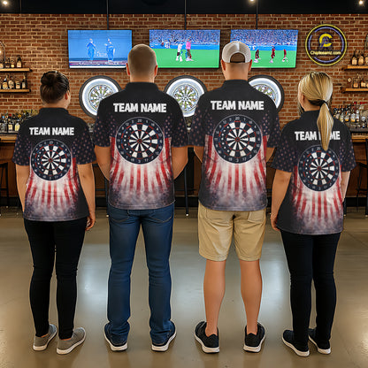 American Flag Grunge Dart Arrow Patriotic Dart Polo Shirts For Women Custom Name For Dart Players NYN2685