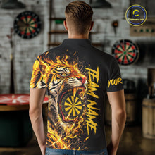 Load image into Gallery viewer, Yellow Horror Tiger Fire Flame Dartboard Custom Men Darts Polo League Shirts Dart Jerseys NYN2838