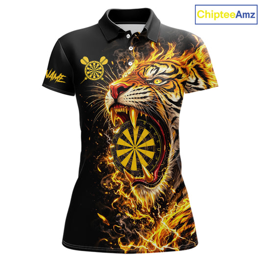 Yellow Horror Tiger Fire Flame Dartboard Custom Women Darts Polo League Shirts Dart Jerseys NYN2838