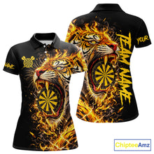 Load image into Gallery viewer, Yellow Horror Tiger Fire Flame Dartboard Custom Women Darts Polo League Shirts Dart Jerseys NYN2838