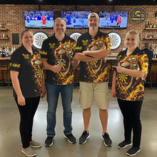 Load image into Gallery viewer, Yellow Horror Tiger Fire Flame Dartboard Custom Men Darts Polo League Shirts Dart Jerseys NYN2838
