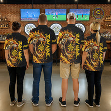 Load image into Gallery viewer, Yellow Horror Tiger Fire Flame Dartboard Custom Men Darts Polo League Shirts Dart Jerseys NYN2838