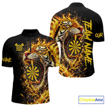 Load image into Gallery viewer, Yellow Horror Tiger Fire Flame Dartboard Custom Men Darts Polo League Shirts Dart Jerseys NYN2838