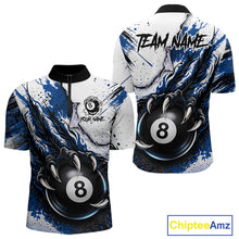 Load image into Gallery viewer, White And Blue Claws 8 Ball Billiard Pool Shirt For Men Custom Billiard Attire Team Jersey NYN3064