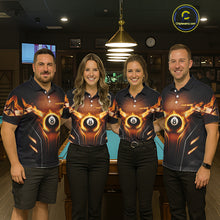Load image into Gallery viewer, Fire Flame 8 Ball Billiard Pool Shirt For Women Personalized Red Hexagon Billiard Clothing Jersey NYN3067
