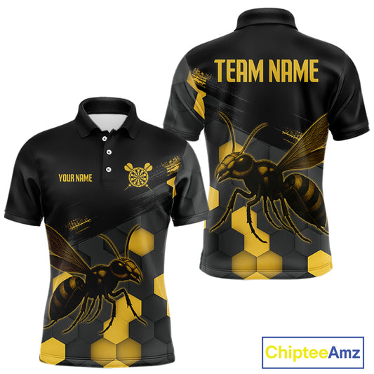 Custom Men's Darts Jersey With Ebony & Amber Honeycomb Bee For Darts Jersey NYN0275