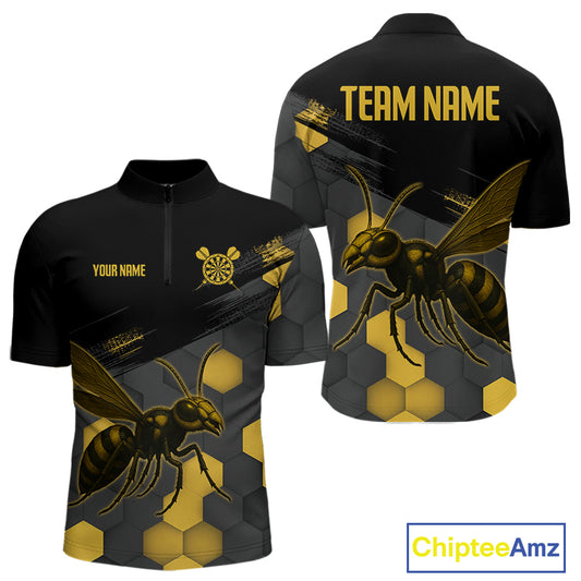 Custom Men's Darts Jersey With Ebony & Amber Honeycomb Bee For Darts Jersey NYN0275