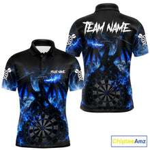 Load image into Gallery viewer, Men's thunder dragon dart polo shirt mockup lightning blue dart team jersey