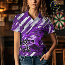 Load image into Gallery viewer, White And Purple Cobra Skull Dartboard Custom Women Darts Polo Shirt Grunge Dart Jerseys NYN1931