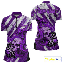 Load image into Gallery viewer, White And Purple Cobra Skull Dartboard Custom Women Darts Quarter-Zip Shirt Grunge Dart Jerseys NYN1931