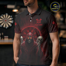 Load image into Gallery viewer, Custom Red Grim Reaper Grey Skull Dartboard Women Darts Polo Shirt Grunge Dart Jerseys NYN1935