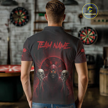 Load image into Gallery viewer, Custom Red Grim Reaper Grey Skull Dartboard Women Darts Polo Shirt Grunge Dart Jerseys NYN1935