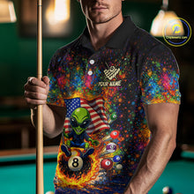 Load image into Gallery viewer, Colorful Splatter Funny Alien Fire 8 Ball Men Billiards Shirt Personalized Pool Balls Billiard Attire NYN2687