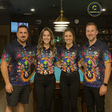 Load image into Gallery viewer, Colorful Splatter Funny Alien Fire 8 Ball Men Billiards Shirt Personalized Pool Balls Billiard Attire NYN2687