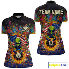 Load image into Gallery viewer, Colorful Splatter Funny Alien Fire 8 Ball Women Billiards Shirt Personalized Pool Balls Billiard Attire NYN2687