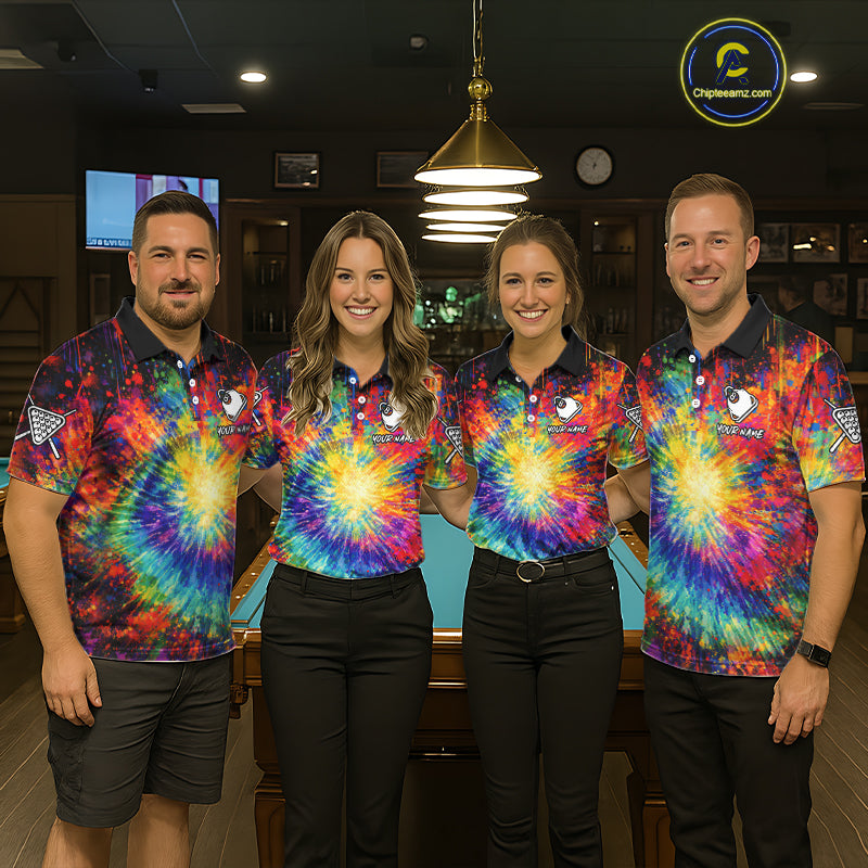 Colorful Tie-Dye Funny Eagle 8 Ball Men Billiards Shirt Personalized Pool Balls Billiard Attire NYN2689