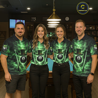 St Patrick's Day Green Smokes Ball 8 Billiards Pool Sticks Shirt For Women Custom Billiard Balls Attire NYN2692