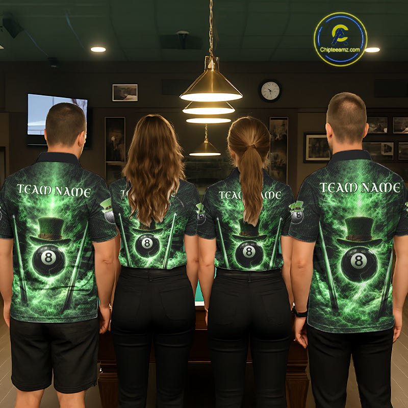 St Patrick's Day Green Smokes Ball 8 Billiards Pool Sticks Shirt For Women Custom Billiard Balls Attire NYN2692