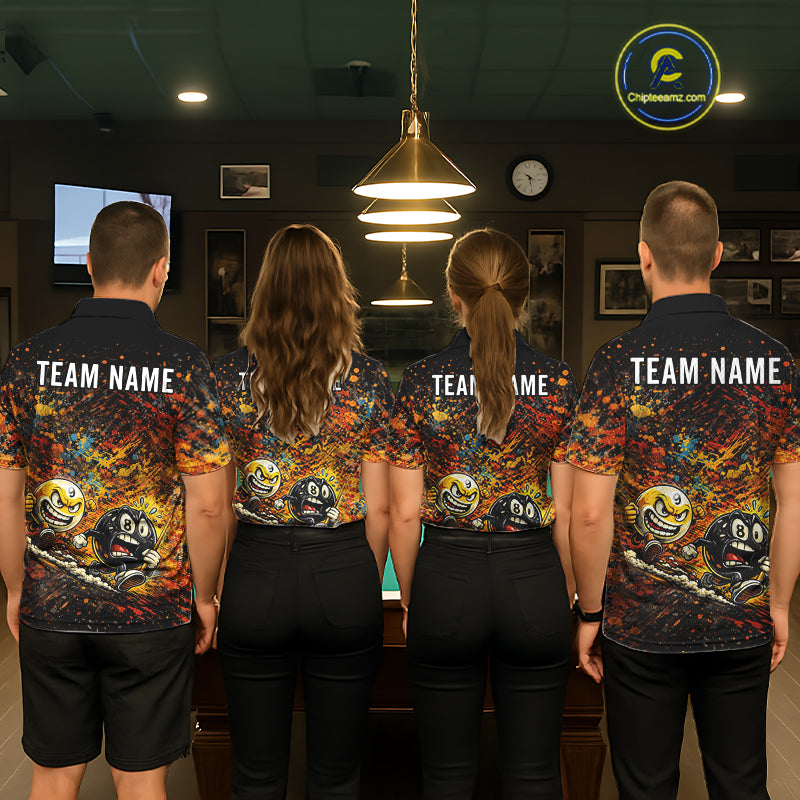 Colorful Splatter Funny Billiard Ball 9 & 8 Ball Pool Shirt For Women Personalized Billiard Team Names NYN2693
