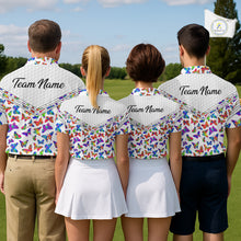 Load image into Gallery viewer, Butterfly Mens White Pattern Golf Polo Shirt Custom Name Floral Colorful Watercolor Golf Shirts NYN2846