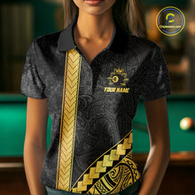 Load image into Gallery viewer, Polynesian Tribal Gold Crown 8 Ball Billiard Pool Shirt For Women Custom Outfits Billiard Team Attire NYN3218