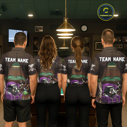 Funny Pool 8 Ball Smoking Men's Billiard Team Shirt Custom Billiard Polo & 1/4 Zip Attire NYN2495