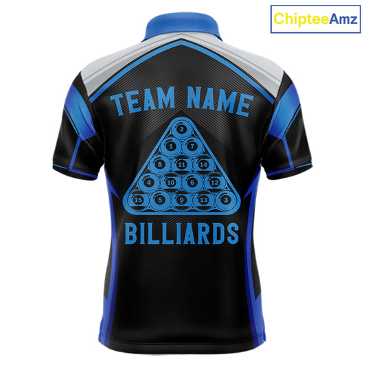 Funny Bass Hold Pool 8 Ball Men's Billiard Team Shirt Custom Billiard Polo & 1/4-Zip Attire|Blue NYN2500