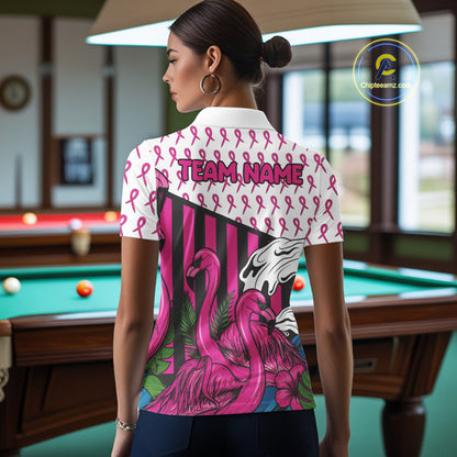 Custom Breast Cancer Awareness Pool Ball Women's Billiard Shirt Funny Flamingo Billiard Attire NYN2504