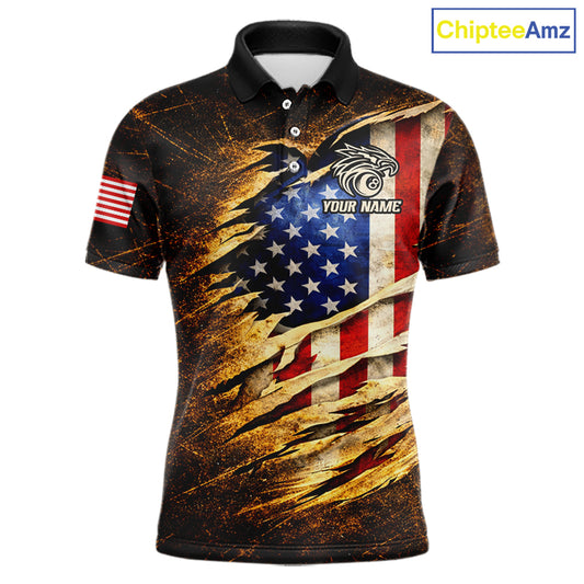 Eagle Retro Grunge American Flag Ball 8 Billiards Pool Shirt For Men Personalized Billiard Team Names NYN2696