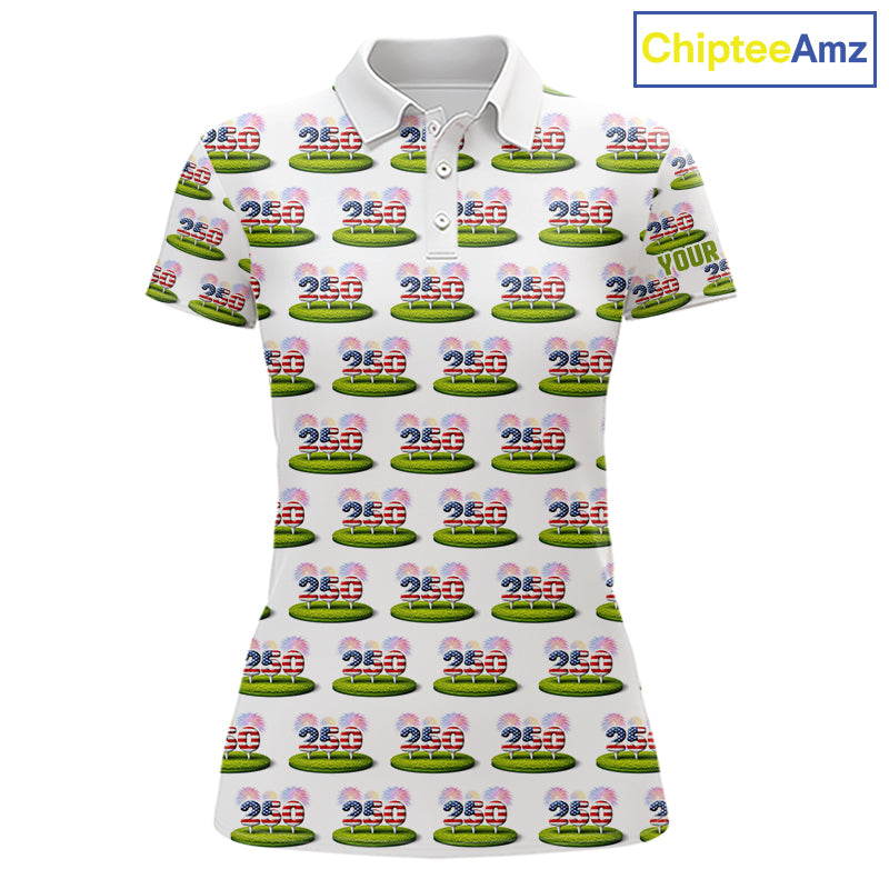 American Flag Grass Womens Golf Polo Shirt Patriotic USA Golf Shirts, Golf Gift NYN2853