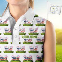 Load image into Gallery viewer, American Flag Grass Womens Golf Sleeveless Polo Shirt Patriotic USA Golf Shirts, Golf Gift NYN2853