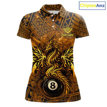 Load image into Gallery viewer, Black And Yellow Tribal Pattern Billiard Phoenix Jersey For Women Billiard 8 Ball Pool Team Shirts NYN2861