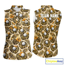 Load image into Gallery viewer, Personalized Tropical Yellow Monstera &amp; Golfs Pattern Custom Golf Sleeveless Polo Shirt For Women Golf Clothes NYN2865
