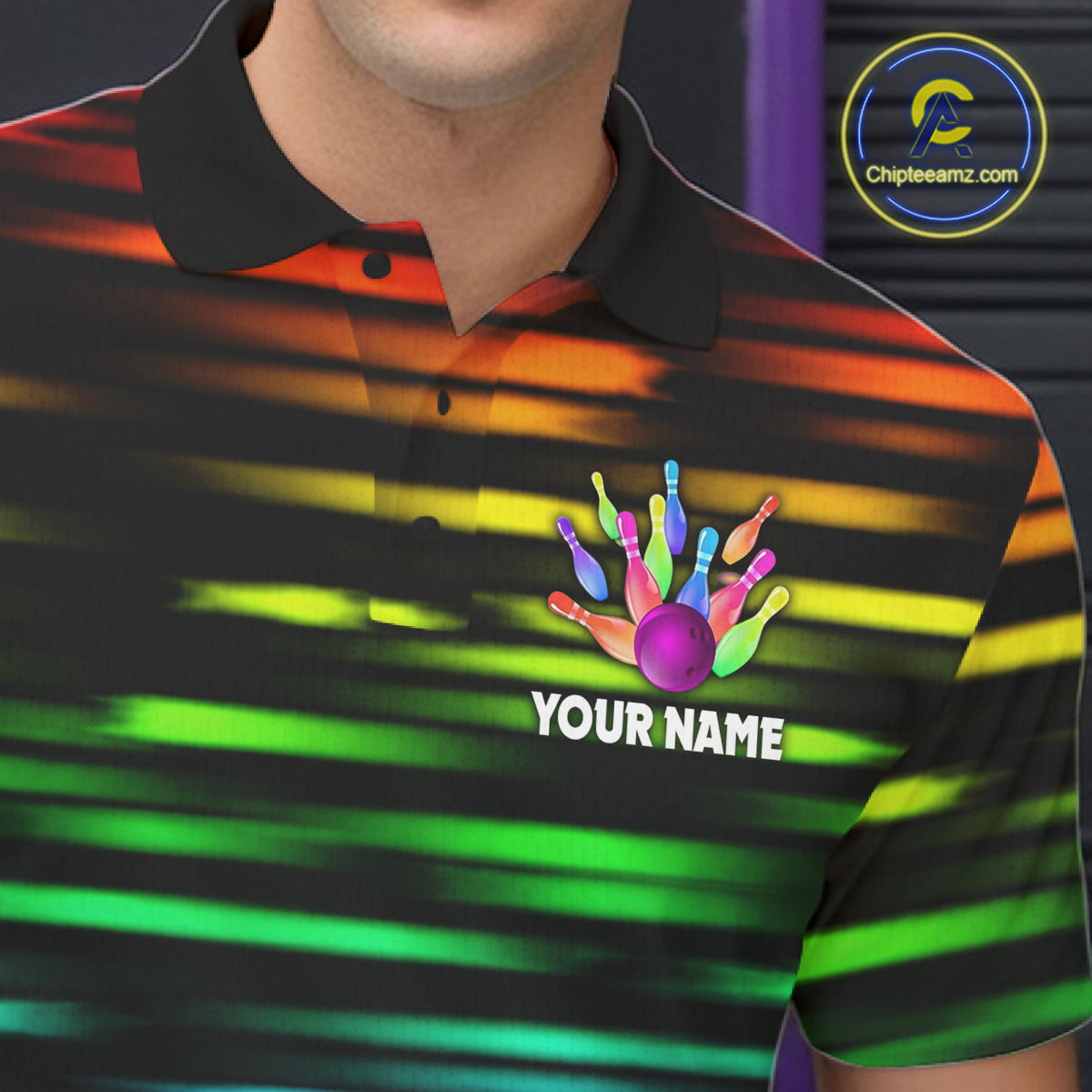 Colorful Splatter Paint Bowling Shirt For Men Custom Rainbow Strike Lightning Team Bowling Attire NYN3229