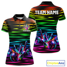 Load image into Gallery viewer, Colorful Splatter Paint Bowling Shirt For Women Custom Rainbow Strike Lightning Team Bowling Attire NYN3229