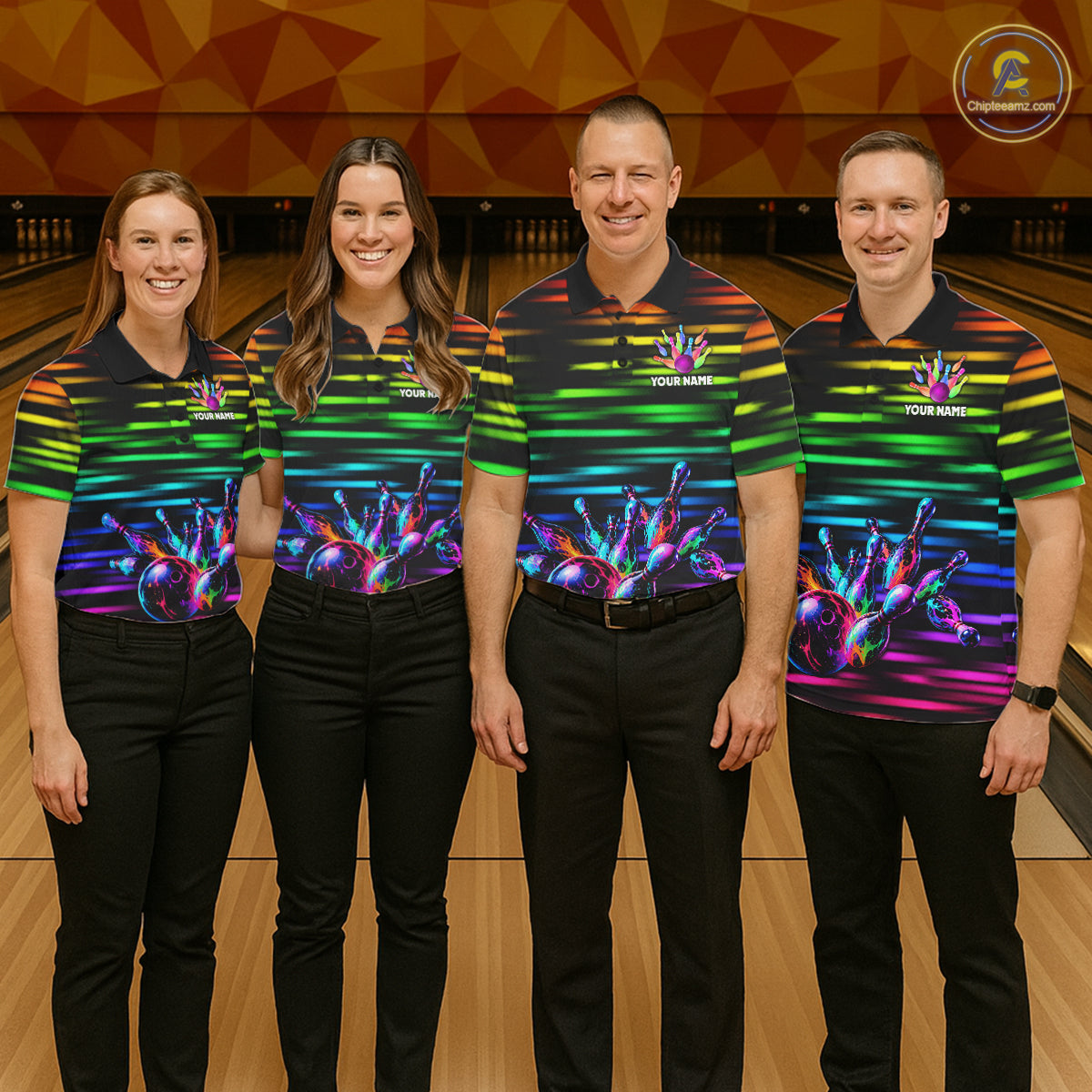 Colorful Splatter Paint Bowling Shirt For Women Custom Rainbow Strike Lightning Team Bowling Attire NYN3229
