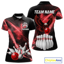 Load image into Gallery viewer, Red Smoking Bowling Polo &amp; 1/4-Zip Shirt For Women Custom Funny Eagle Team Bowling Jersey NYN3239